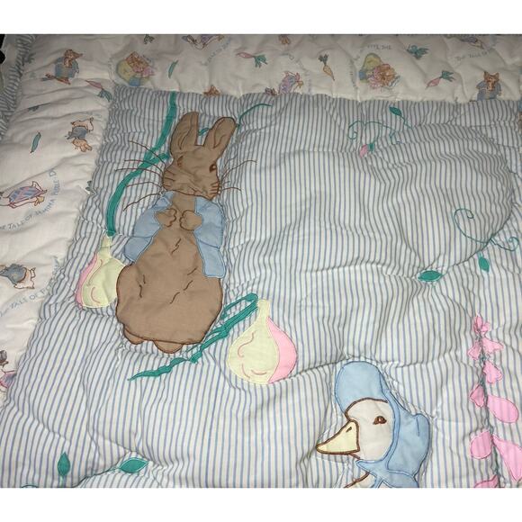 Vintage Quiltex Beatrix Potter Peter Rabbit Duck Baby Blanket Crib Comforter - Picture 3 of 8